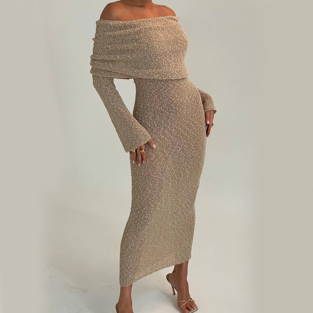One-Shoulder Knit Maxi Dress