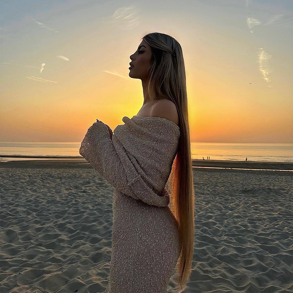 One-Shoulder Knit Maxi Dress