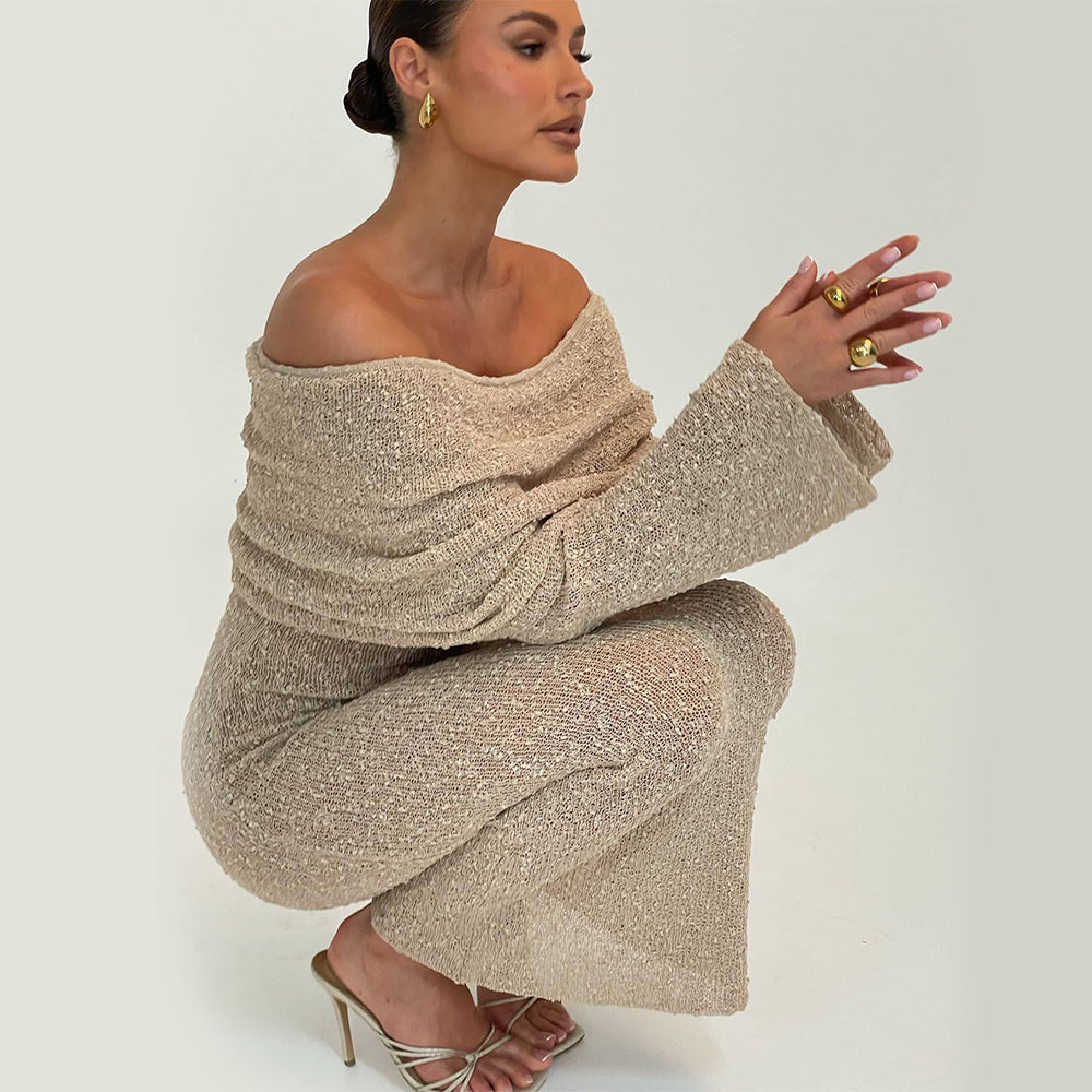 One-Shoulder Knit Maxi Dress