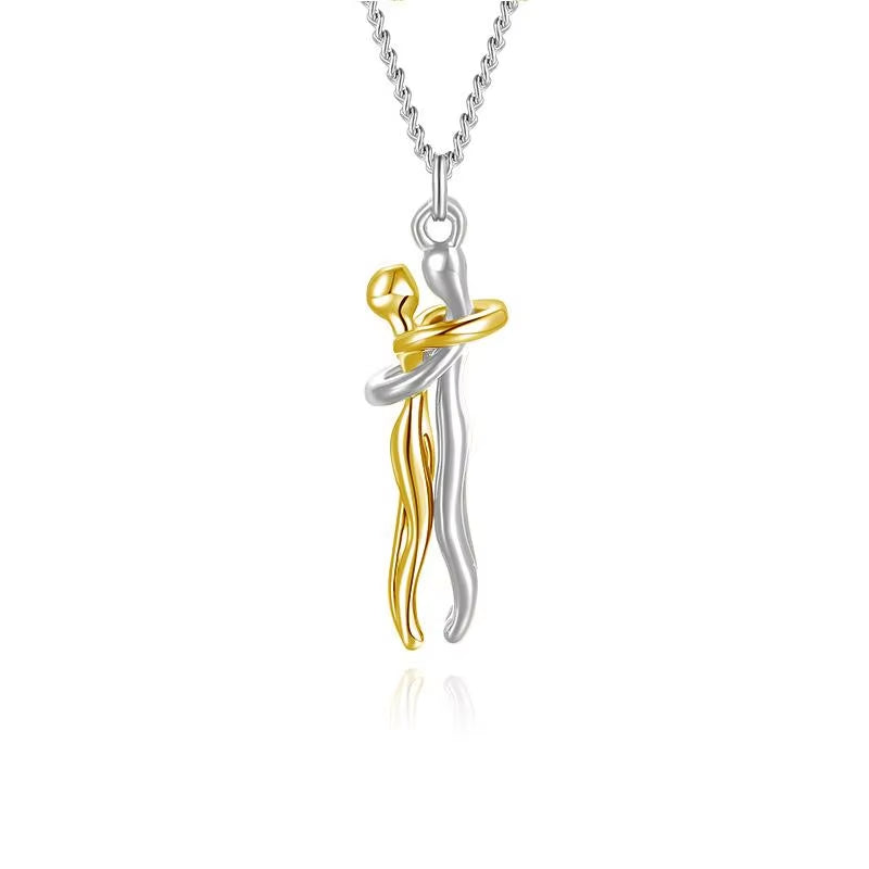 Elegant Hug Pendant Choker Necklace for Couples - Unisex Jewelry Gift for Him and Her