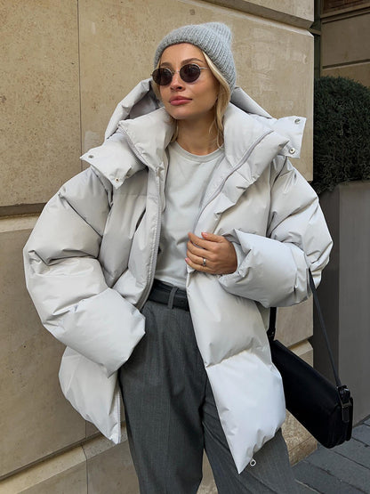 Cotton Winter Parka with Removable Hood - Windproof and Loose Fit Outerwear