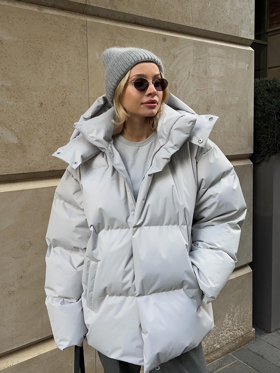 Cotton Winter Parka with Removable Hood - Windproof and Loose Fit Outerwear