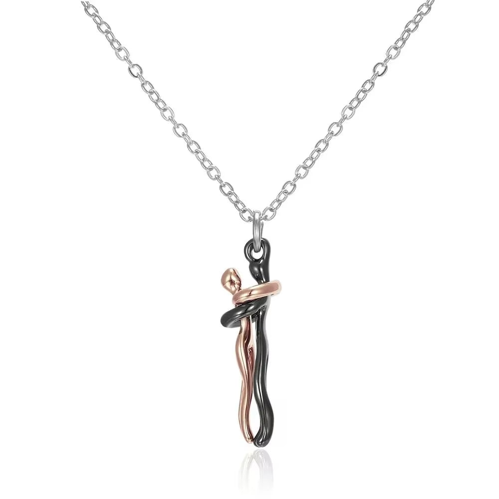 Elegant Hug Pendant Choker Necklace for Couples - Unisex Jewelry Gift for Him and Her