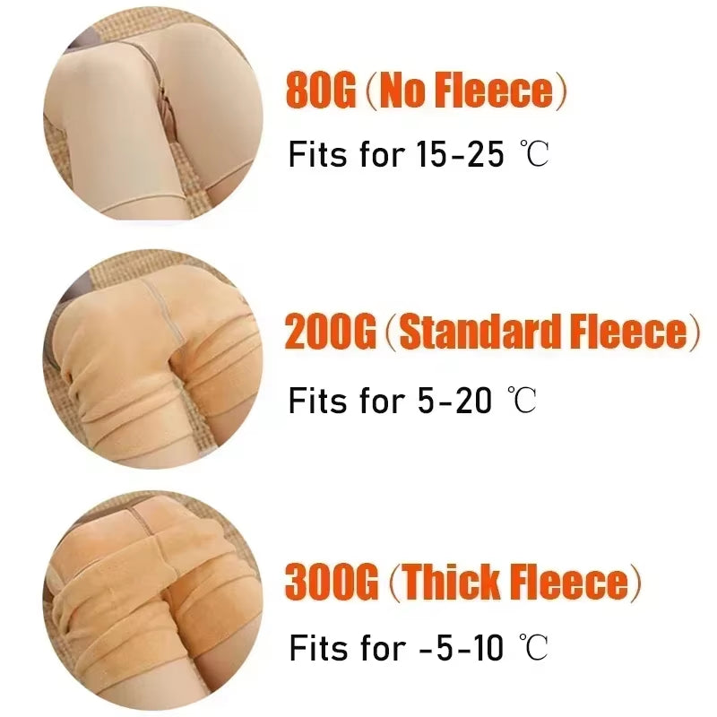 Cozy Women's Fleece-Lined Thermal Leggings - High Waist, Insulated Tights for Winter Comfort (Up to 70kg)