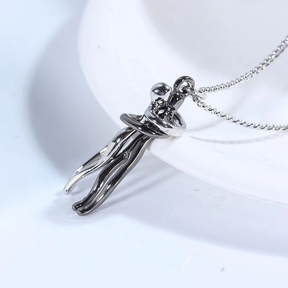 Elegant Hug Pendant Choker Necklace for Couples - Unisex Jewelry Gift for Him and Her