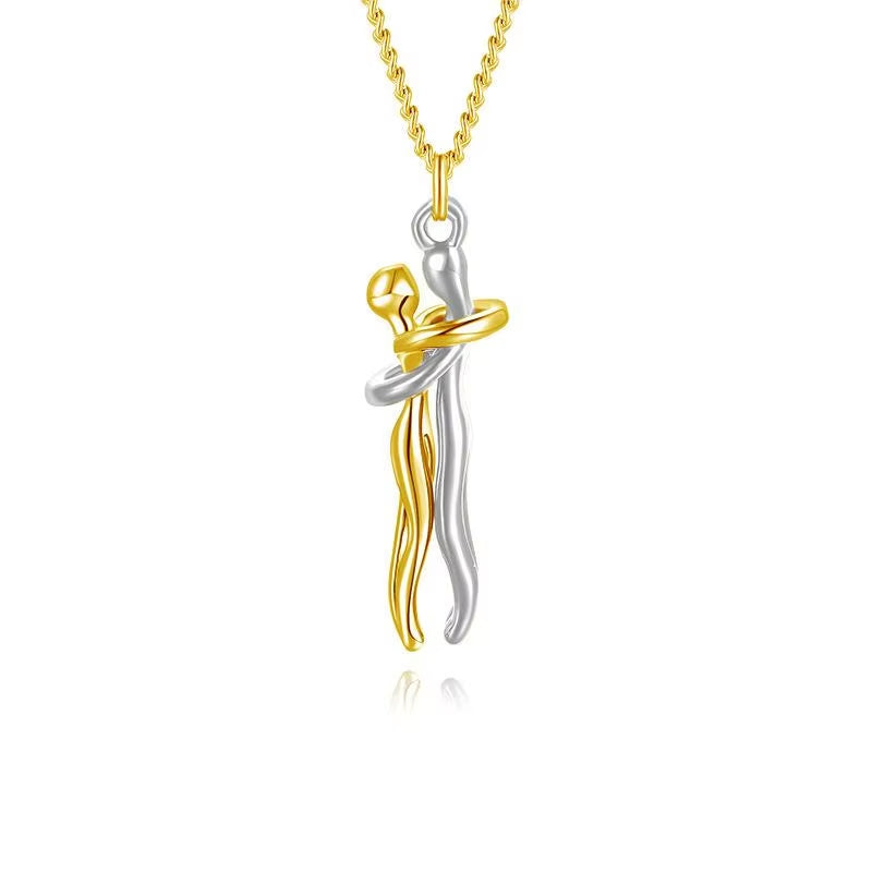 Elegant Hug Pendant Choker Necklace for Couples - Unisex Jewelry Gift for Him and Her