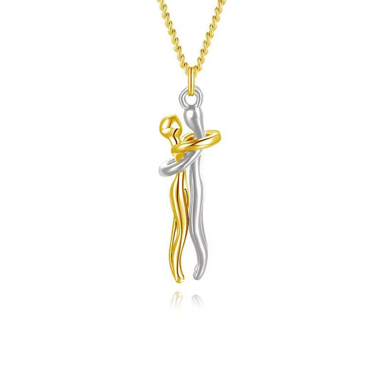 Elegant Hug Pendant Choker Necklace for Couples - Unisex Jewelry Gift for Him and Her