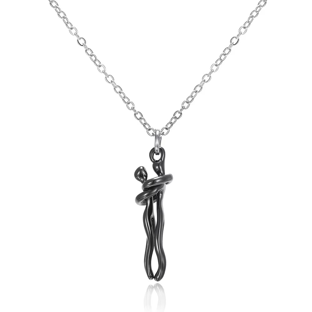 Elegant Hug Pendant Choker Necklace for Couples - Unisex Jewelry Gift for Him and Her