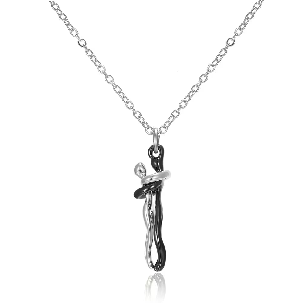 Elegant Hug Pendant Choker Necklace for Couples - Unisex Jewelry Gift for Him and Her