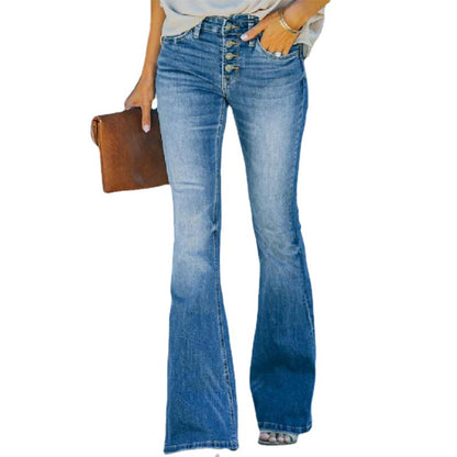 High-Waist Distressed Flare Jeans