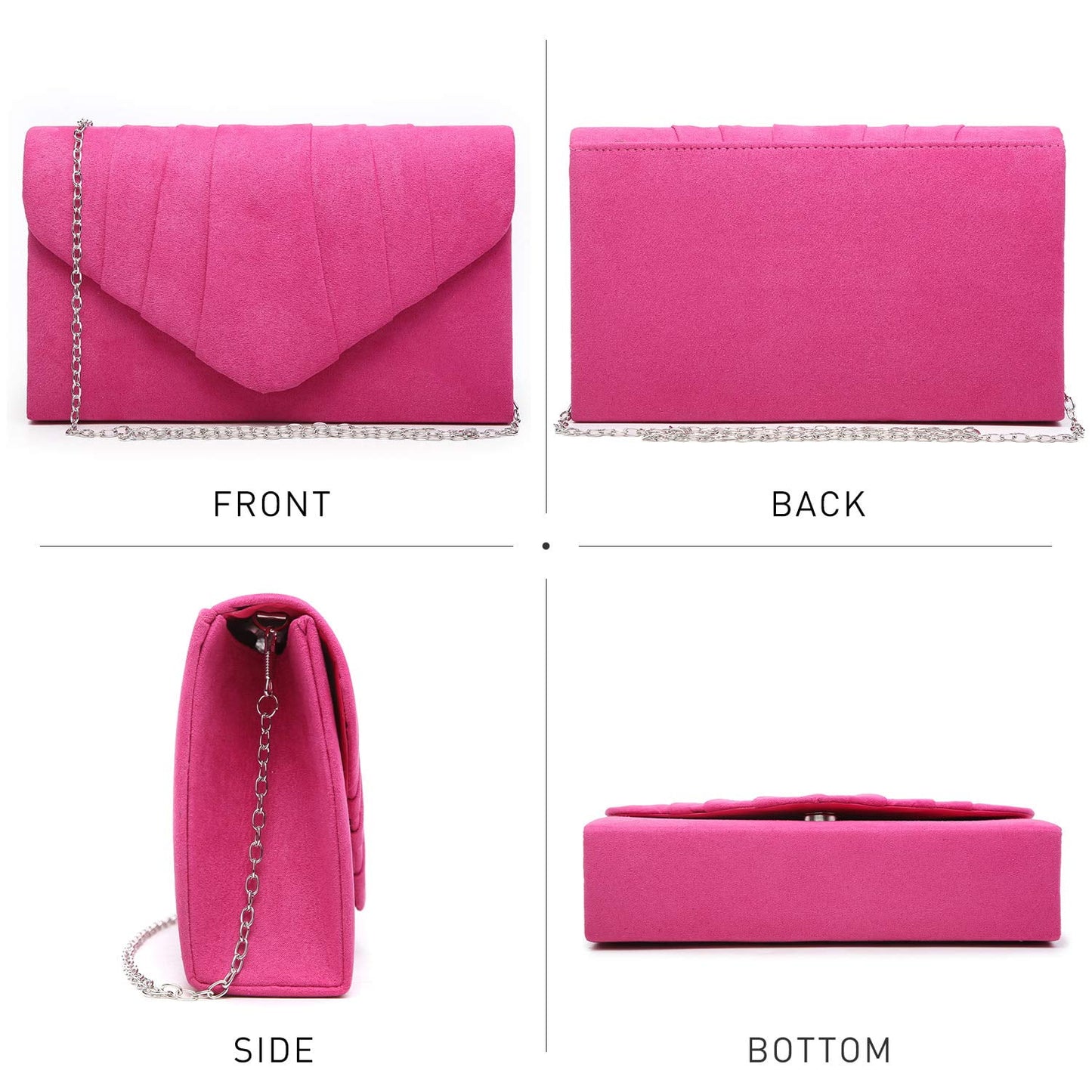 Women's Pleated Evening Clutch Handbag for Weddings and Special Occasions