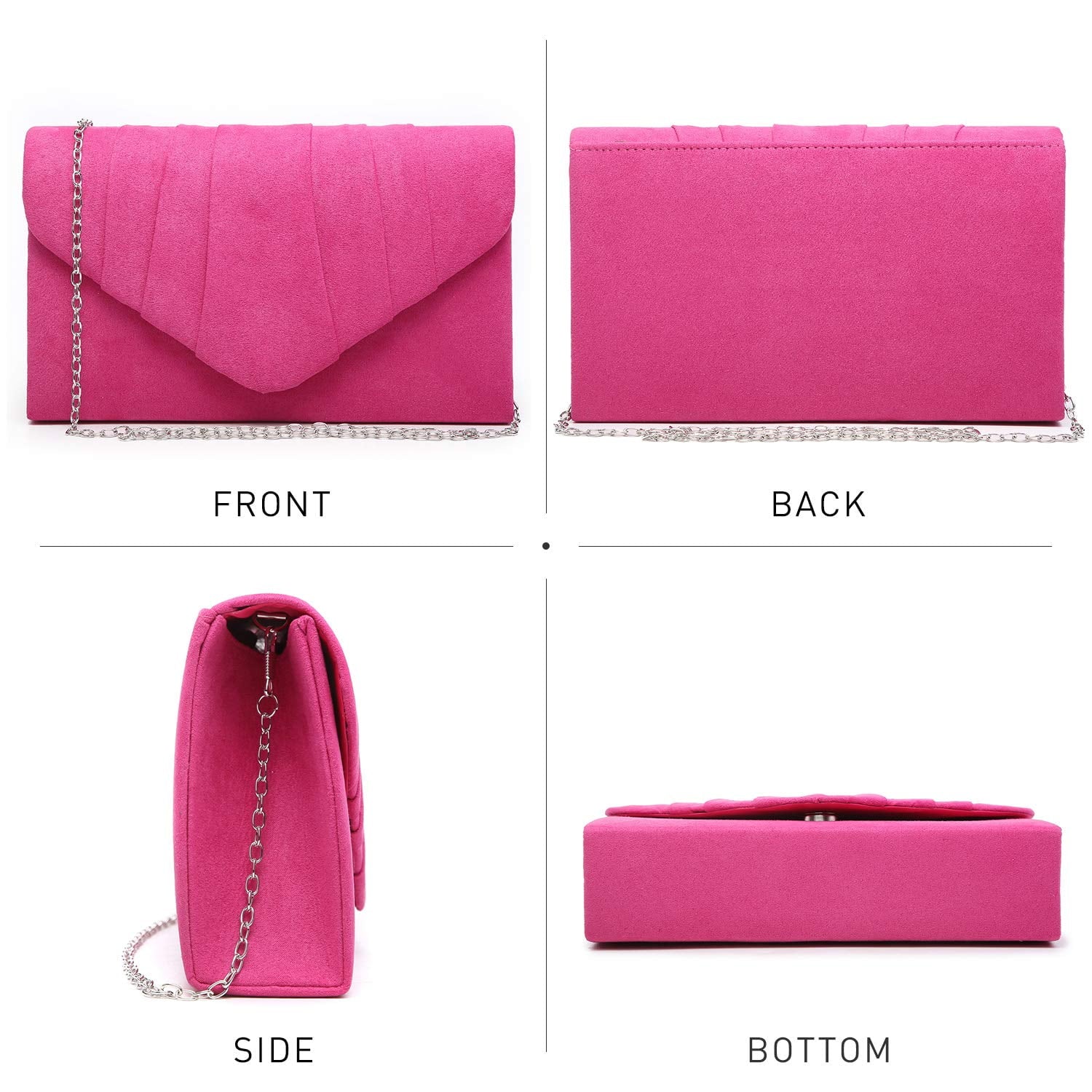 Women's Pleated Evening Clutch Handbag for Weddings and Special Occasions