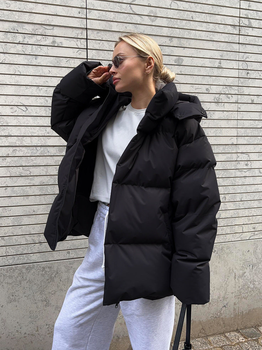 Cotton Winter Parka with Removable Hood - Windproof and Loose Fit Outerwear