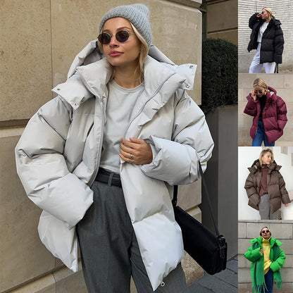 Cotton Winter Parka with Removable Hood - Windproof and Loose Fit Outerwear