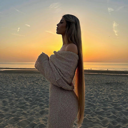 One-Shoulder Knit Maxi Dress
