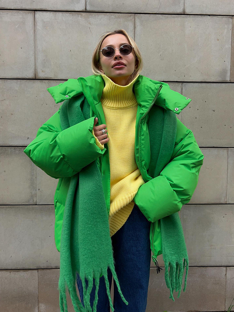 Cotton Winter Parka with Removable Hood - Windproof and Loose Fit Outerwear