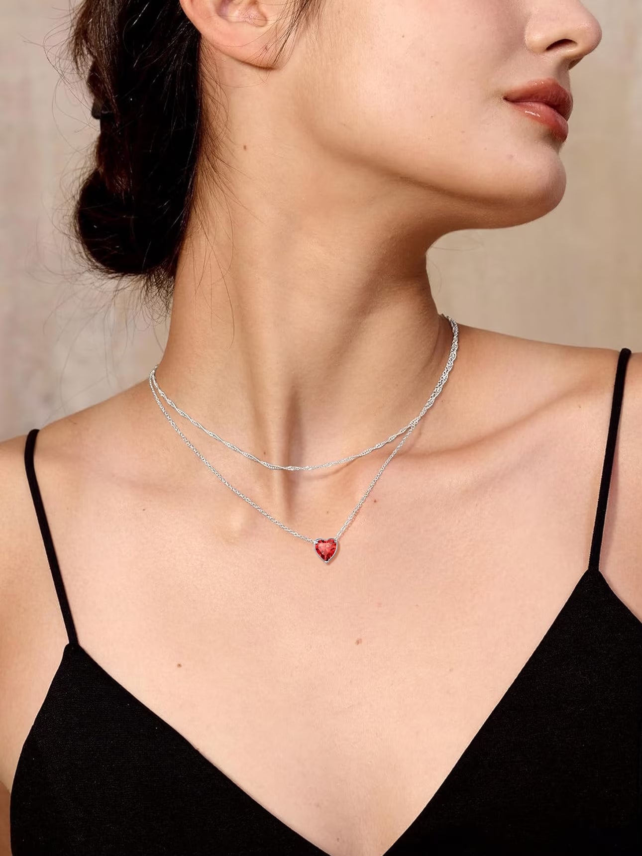 925 Sterling Silver Birthstone Heart Necklace - Perfect Valentine's Day Gift for Her