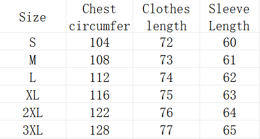 Cozy Knit Cardigan size chart (cm)