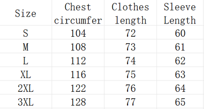 Cozy Knit Cardigan size chart (cm)