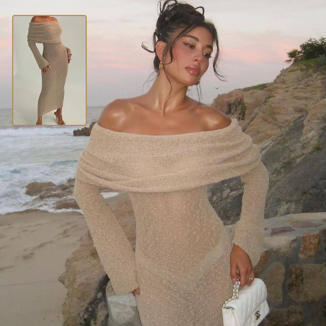 One-Shoulder Knit Maxi Dress