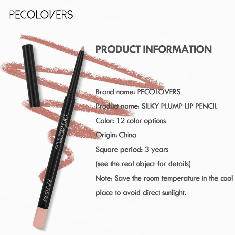 Waterproof Matte Lip Liner Pencil - Red Contour Tint Lipstick, Long-Lasting, Non-Stick, Moisturizing Lip Makeup Available in 12 Shades