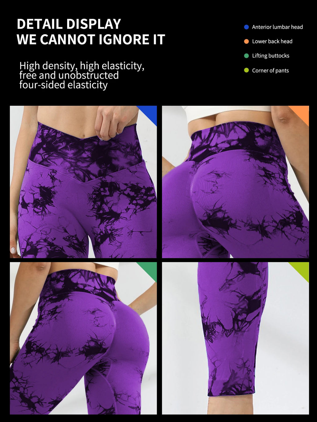 Stylish Tie Dye Push-Up Leggings for Women - Seamless Scrunch Butt Workout Pants