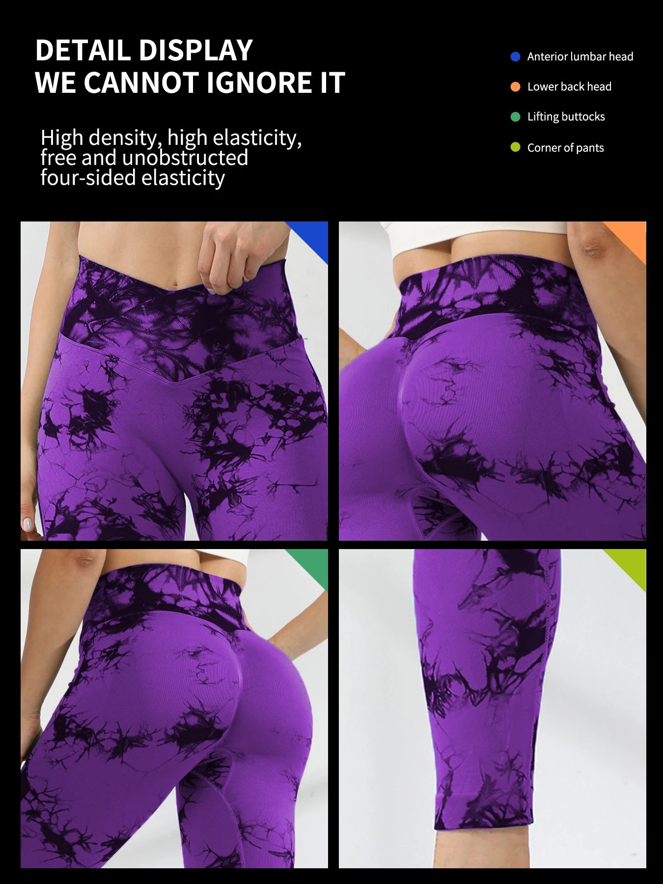 Stylish Tie Dye Push-Up Leggings for Women - Seamless Scrunch Butt Workout Pants