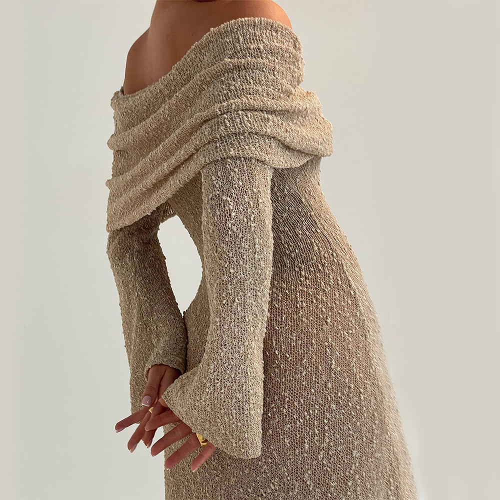 One-Shoulder Knit Maxi Dress