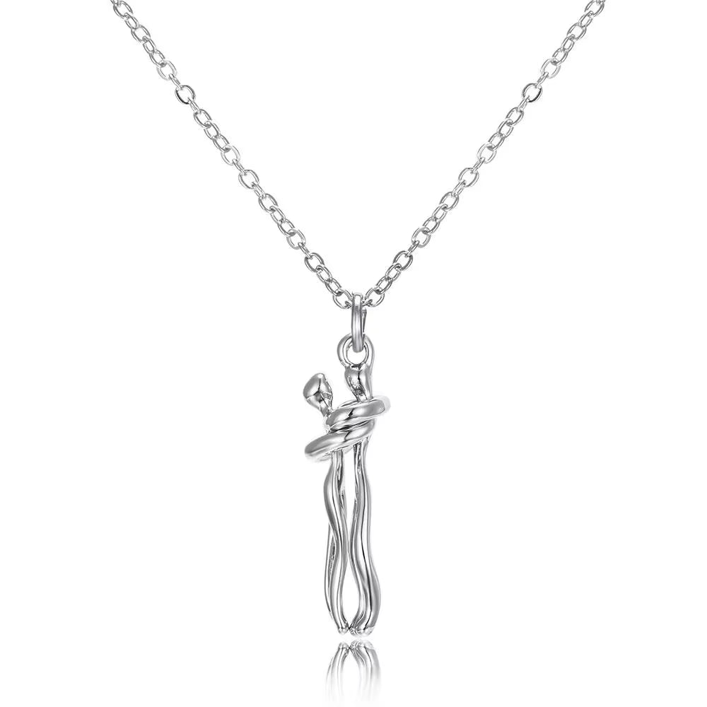 Elegant Hug Pendant Choker Necklace for Couples - Unisex Jewelry Gift for Him and Her