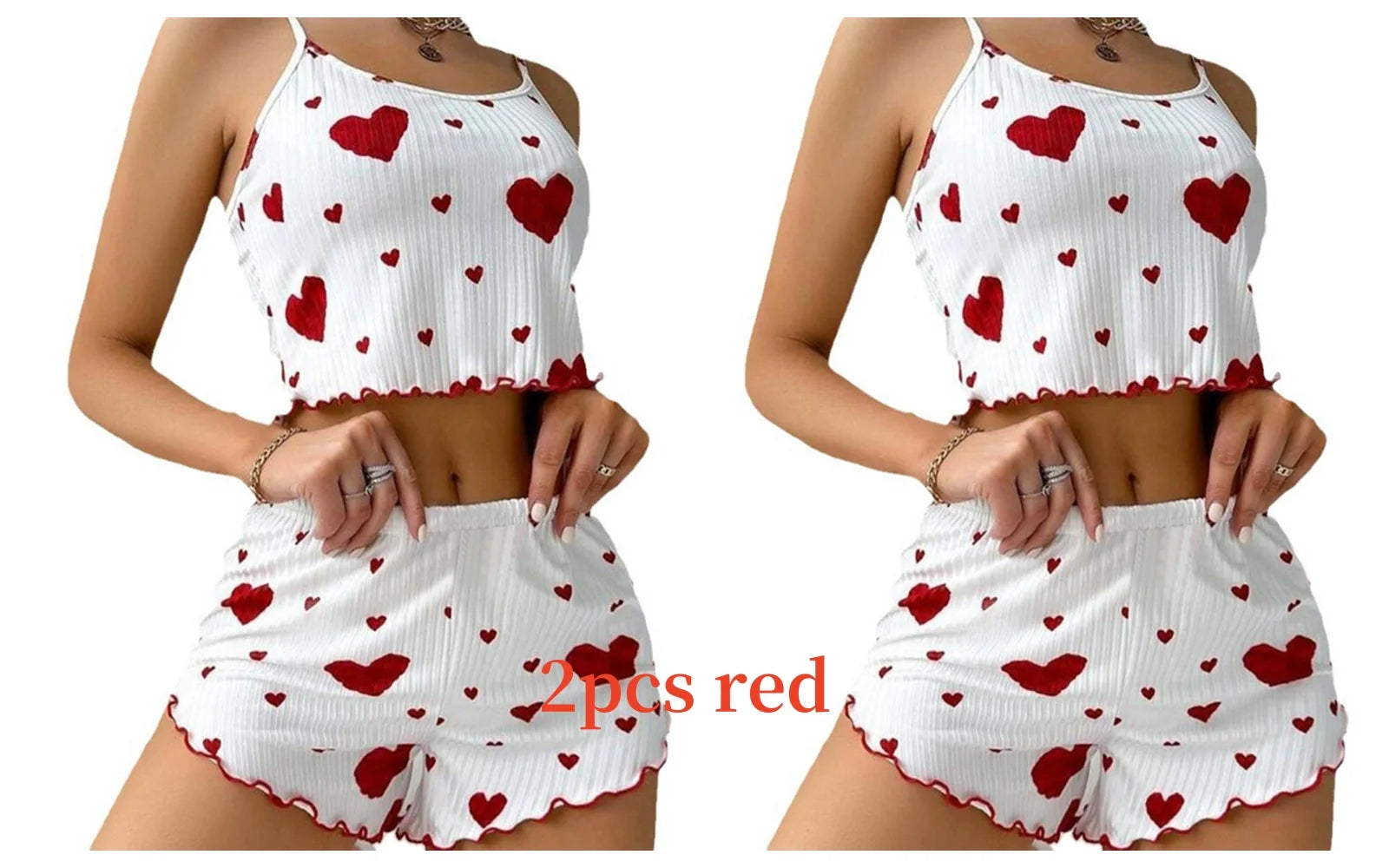 Cozy Women's 2-Piece Pajama Set - Soft Love Print Tank Top & Shorts, Perfect for Sleepwear!