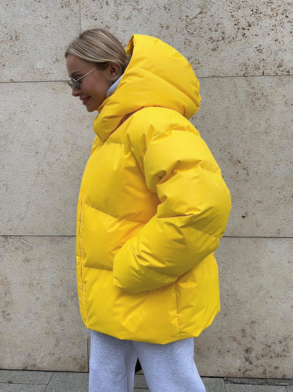 Cotton Winter Parka with Removable Hood - Windproof and Loose Fit Outerwear