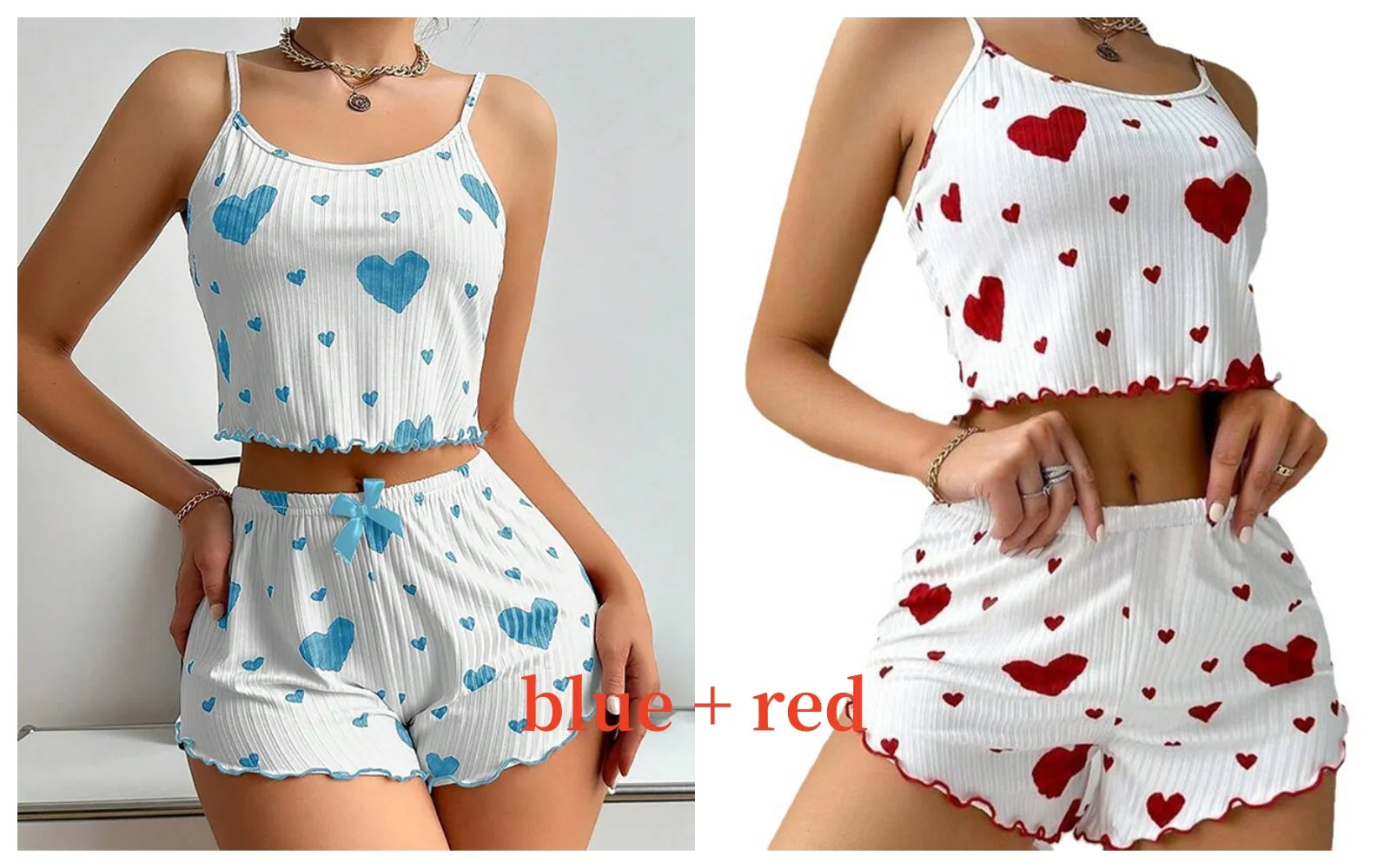 Cozy Women's 2-Piece Pajama Set - Soft Love Print Tank Top & Shorts, Perfect for Sleepwear!