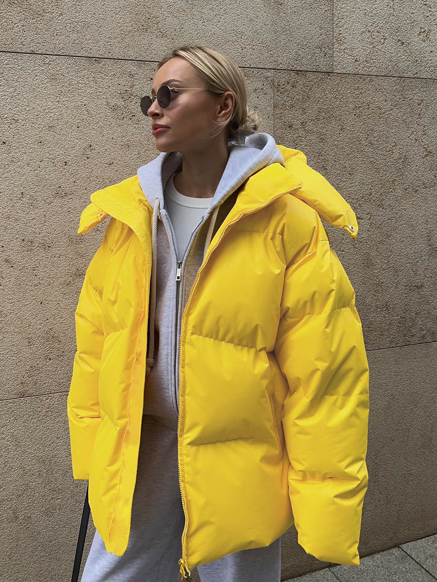 Cotton Winter Parka with Removable Hood - Windproof and Loose Fit Outerwear