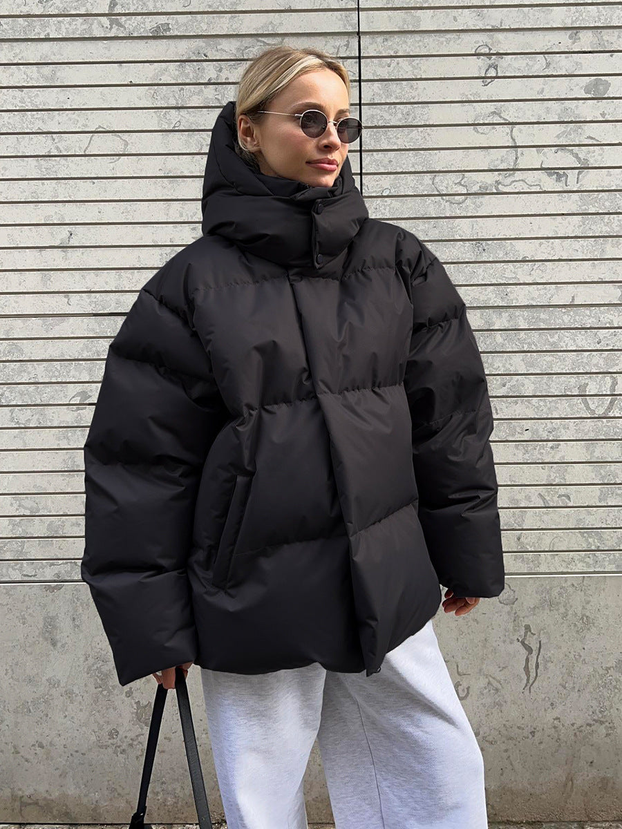 Cotton Winter Parka with Removable Hood - Windproof and Loose Fit Outerwear