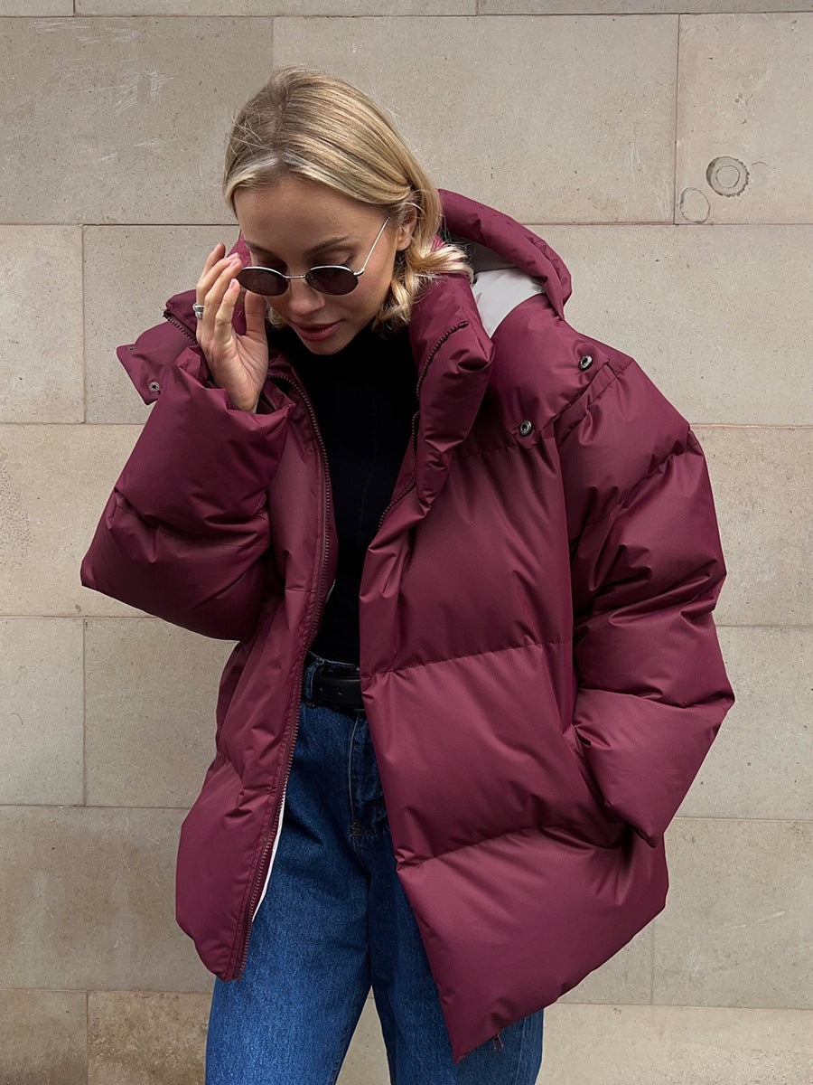 Cotton Winter Parka with Removable Hood - Windproof and Loose Fit Outerwear