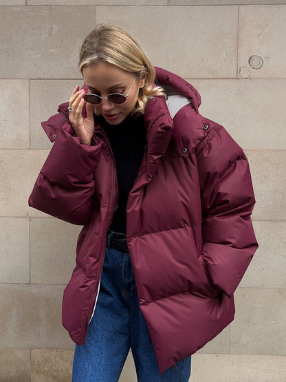 Cotton Winter Parka with Removable Hood - Windproof and Loose Fit Outerwear