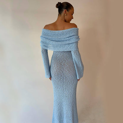 One-Shoulder Knit Maxi Dress