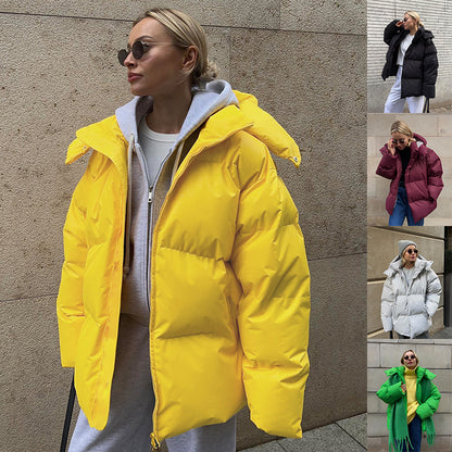 Cotton Winter Parka with Removable Hood - Windproof and Loose Fit Outerwear