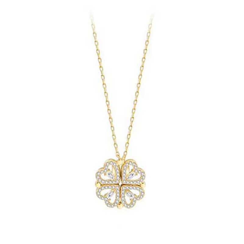 Heart-Shaped Four Leaf Clover Pendant Necklace - Zircon Clavicle Chain Jewelry for Women, Perfect Gift!