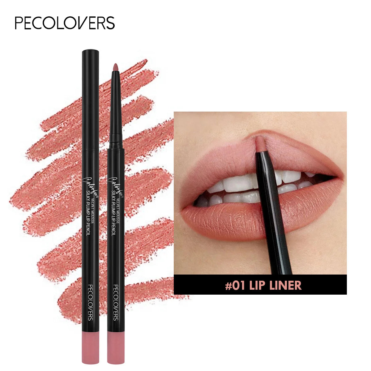 Waterproof Matte Lip Liner Pencil - Red Contour Tint Lipstick, Long-Lasting, Non-Stick, Moisturizing Lip Makeup Available in 12 Shades