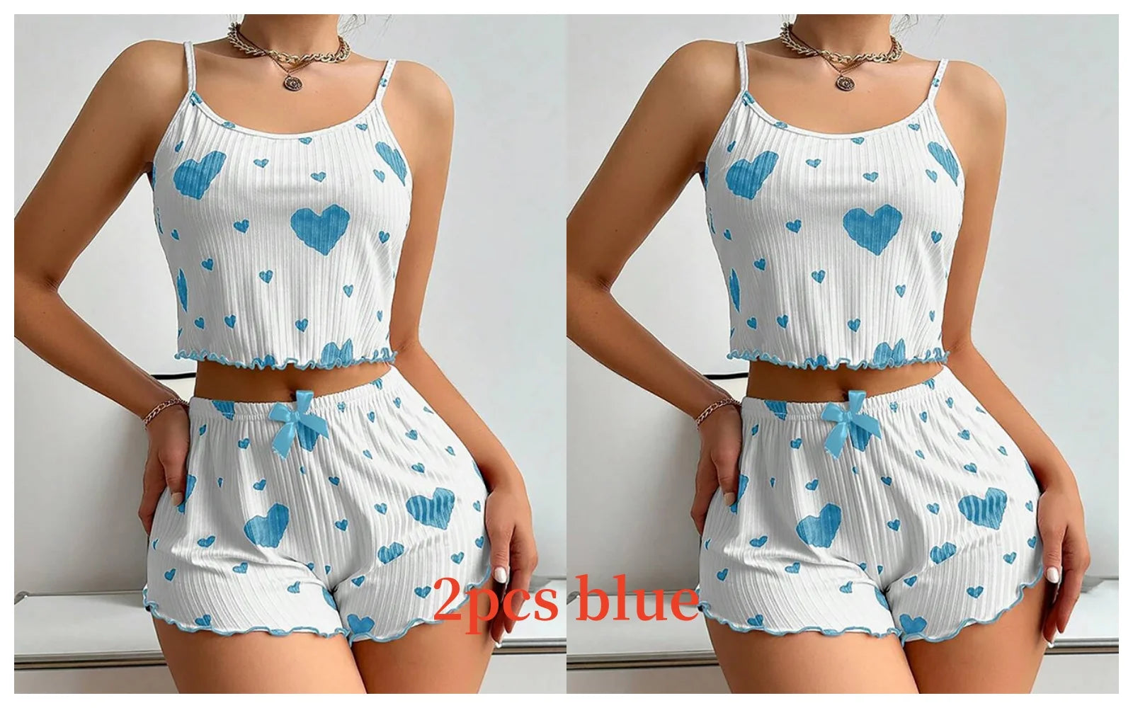 Cozy Women's 2-Piece Pajama Set - Soft Love Print Tank Top & Shorts, Perfect for Sleepwear!
