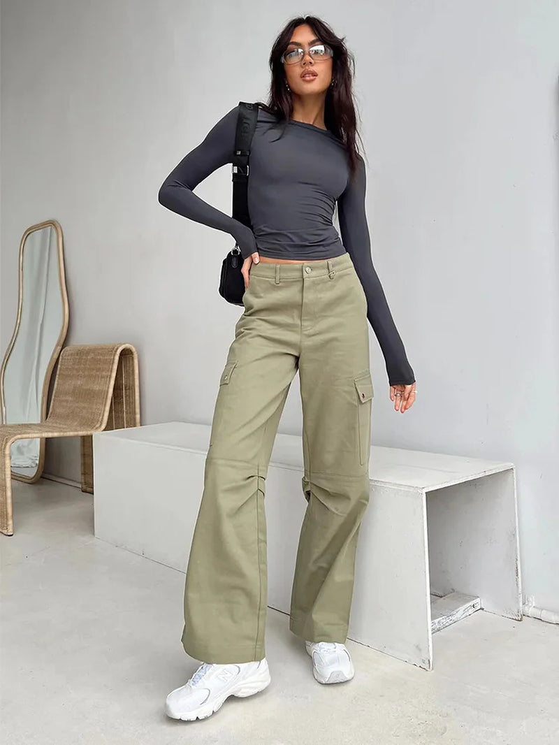 Chic Women's Long Sleeve Casual Tees - Slim Fit Pullover for Spring & Autumn Streetwear