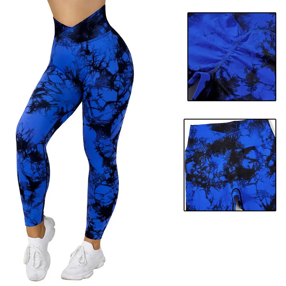 Stylish Tie Dye Push-Up Leggings for Women - Seamless Scrunch Butt Workout Pants
