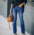 High-Waist Distressed Flare Jeans