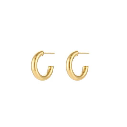 Hypoallergenic Tarnish-Resistant Stainless Steel Gold-Plated Hoop Earrings in Large, Medium, and Small Sizes for Women